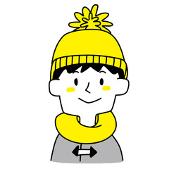 ニットの帽子をかぶっている男の子