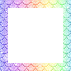 Blank pastel rainbow fish scales frame template