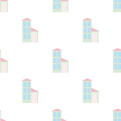 Three storey house pattern seamless background texture repeat wallpaper geometric vector