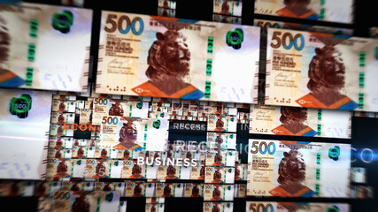 Hong Kong Dollar growing pile of money concept illustration