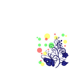 beautiful floral pattern with butterfly illustration on white background. colorful bubbles. hand drawn vector. blue color. doodle art for wallpaper, poster, banner, greeting and invitation card, cover