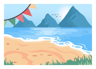 Beach party background. Summer vacation and holiday
