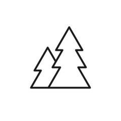 Black isolated outline icon of fir tree on white background. Line Icon of christmas tree.