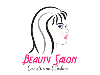 Face of pretty woman silhouette logo vector image design salon cosmetics spa massage concepts business id card sketch icon template