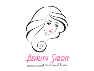 Face of pretty woman silhouette logo vector image design salon cosmetics spa massage concepts business id card sketch icon template
