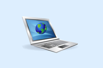 Computer laptop global business homework technology concept icon  vector image graphic design