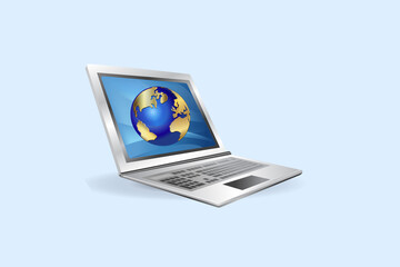 Computer laptop global business homework technology concept icon  vector image graphic design
