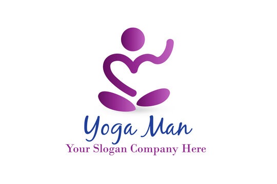 Logo yoga man love heart shape mandala symbol icon vector art image design