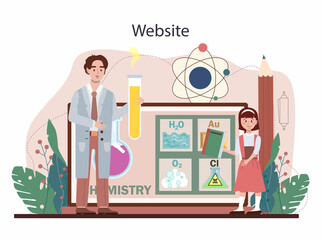 Chemistry school lesson online service or platform. Student learning