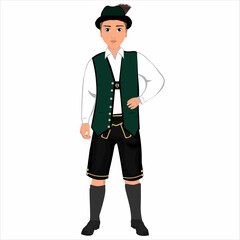 Men's folk national German costume. Vector illustration