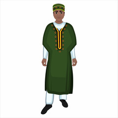 Fototapeta na wymiar Men's folk national Nigerian costume. Vector illustration