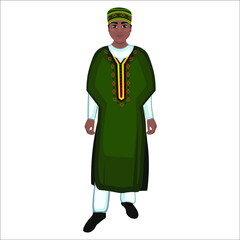 Men's folk national Nigerian costume. Vector illustration
