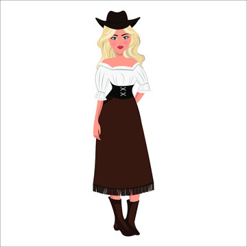 Woman in folk national American costume. Vector illustration