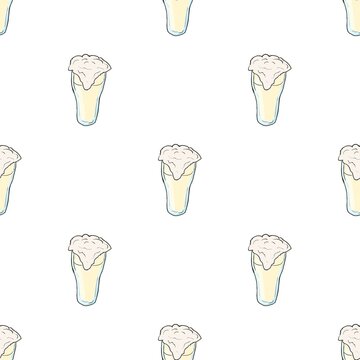 Glass of beer pattern seamless background texture repeat wallpaper geometric vector