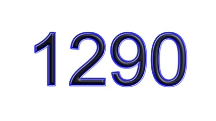 blue 1290 number 3d effect white background