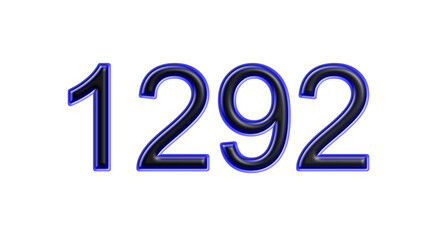 blue 1292 number 3d effect white background