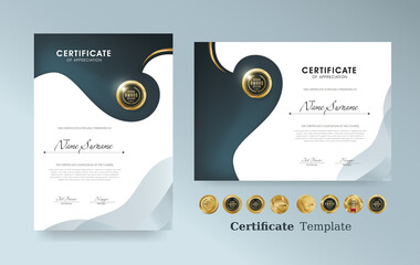 Certificate of appreciation template and vector golden Luxury premium badges design