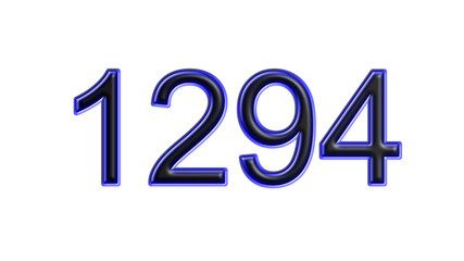 blue 1294 number 3d effect white background