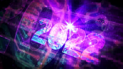 2022 year number futuristic abstract 3d illustration