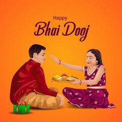 Indian brother and sister festival happyBhai Dooj concept. Rakhi celebration in india vector illustration design