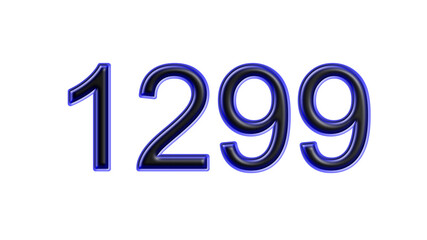 blue 1299 number 3d effect white background