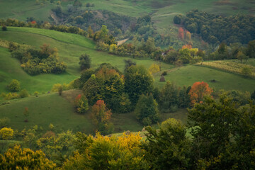 Fototapeta na wymiar Autumn Landscape in the rural part of Romania - Rosia, Bihor