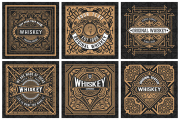 Set of 6 labels. Western style