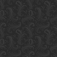 Black floral background. Seamless pattern for greeting card decoration. Ornate pattern for textiles, packaging, tiles. Vector illustration