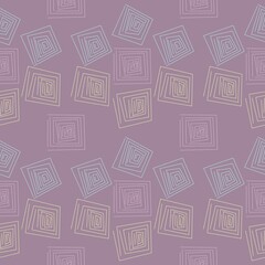 Seamless abstract geometry pattern. Simple background on blue, violet, light yellow colors. Illustration. Abstract squares. Designed for textile fabrics, wrapping paper, background, wallpaper, cover.