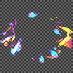 Glow Spark Background Transparent Vector. Bokeh Festive Template. Bright Luxury Texture. Blue Fade. Confetti Starburst Design.