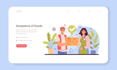 Commercial activities web banner or landing page. Entrepreneur receiving