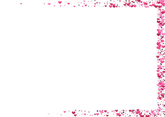 Red Romance Heart Frame. Rose Anniversary Wallpaper. Round Falling Background. Pink Circle Bright. Vector Texture.