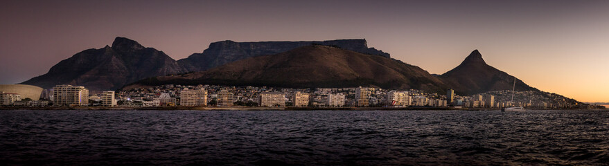Sunset over Table Mountain in Cape Town, South Africa