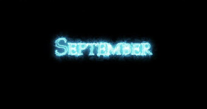 September written with blue fire. Loop
