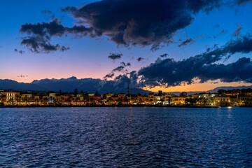 night panorama of the city of rethymno