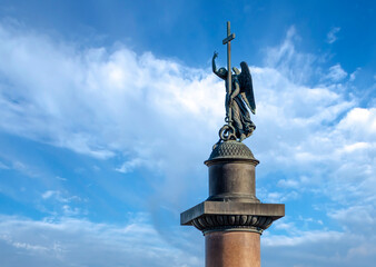 Saint Petersburg, Russia -october  2021: Alexander Column on the Palace Square 