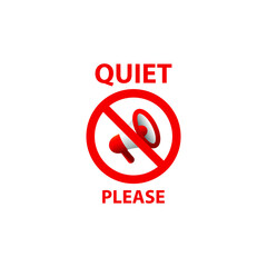 quiet please sign on white background	