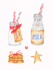 Watercolor christmas set.For Santa.