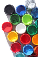 various paints in glass bottle