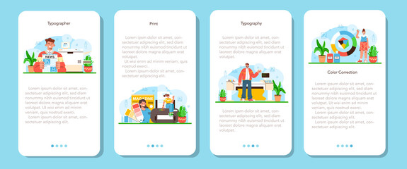 Book, newspaper or magazine printing mobile application banner set