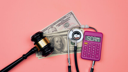 Medical fraud and scam concept. Life insurance fraud - obrazy, fototapety, plakaty