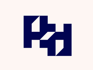 Obraz premium HH monogram logo.Letter h typographic icon.Lettering sign isolated on light background.Alphabet initials.Modern, design, geometric, minimalist, web, tech style.