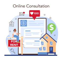 Real estate agency online service or platform. Realtor or broker