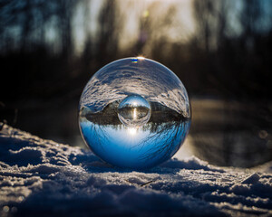 snow globe on blue sky