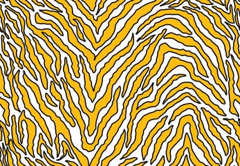 Abstract seamless pattern. Tiger stripes trendy texture, irregular shapes. Modern animalistic print for fabric. Vector illustration