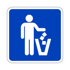 People drop garbage icon. Trash bin sign symbol. Vector illustration.