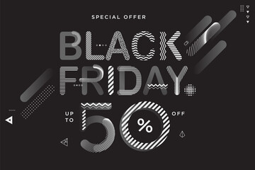 Black Friday eye catching sale banner. Vector illustration concept for web banner, social media banner, internet advertising, store branding and marketing material.