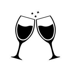 Two glasses of wine or other alcohol. two glasses clink together.