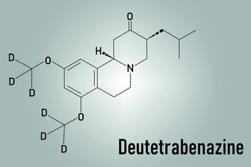 Deutetrabenazine Huntington disease drug molecule. Skeletal formula.