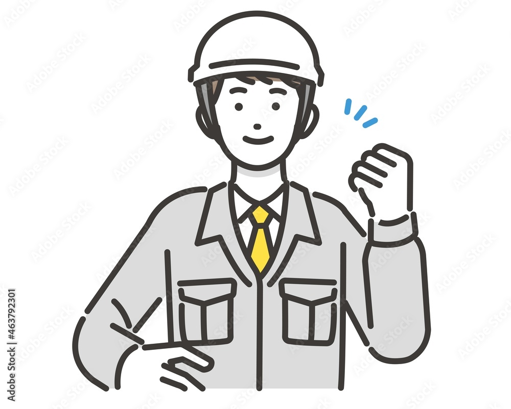 Fototapete ガッツポーズをする作業員のベクターイラスト素材／コミュニケーション／現場監督／工事／リフォーム